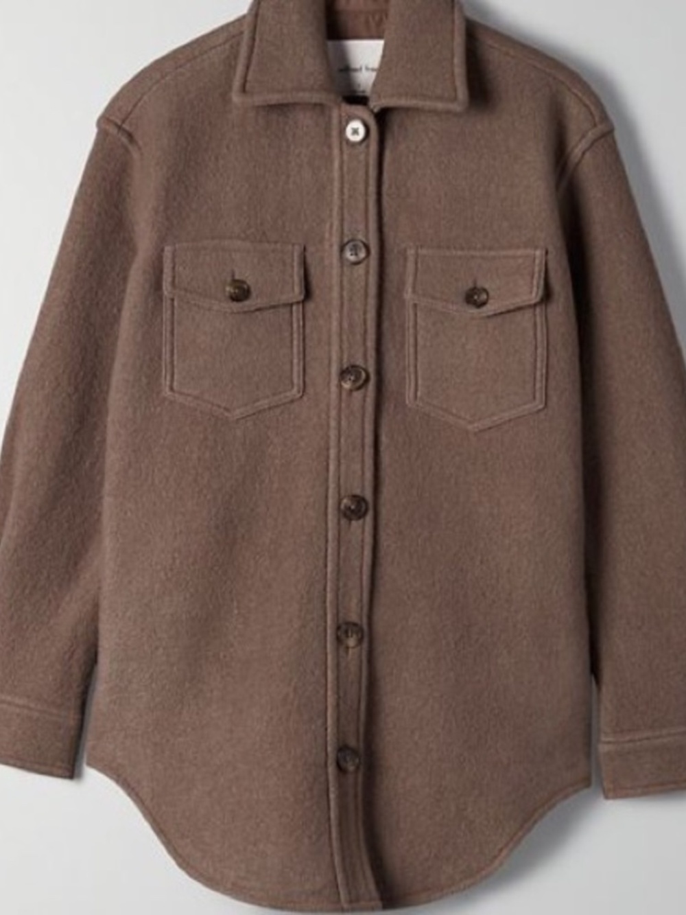 Aritzia Wilfred The Ganna Shirt Jacket Merino-Wool Shacket in Deep Taupe